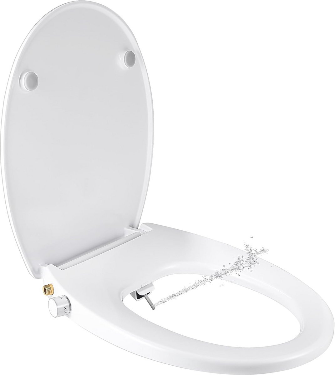 Bidet-toiletbril met Softclose en Zelfreinigende Dubbele Sproeiers - Niet-Elektrisch Bidet-opzetstuk voor Ovale Toiletten