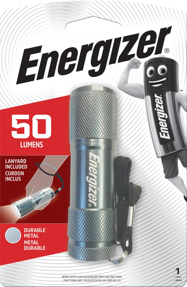 Energizer LED Zaklamp – 50 lm – 9,5 cm – Metaal – Zilver