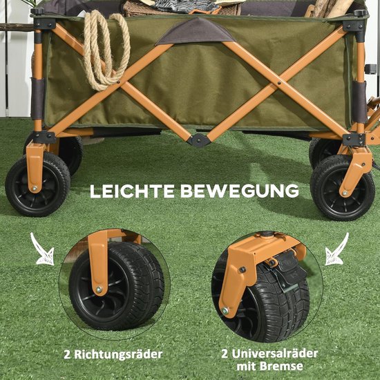 Opvouwbare Bolderkar met Verstelbare Handgreep en Draagvermogen Tot 120 kg - Ideaal voor Strand en Tuin van Opvouwbare Bolderkar — afbeelding 2