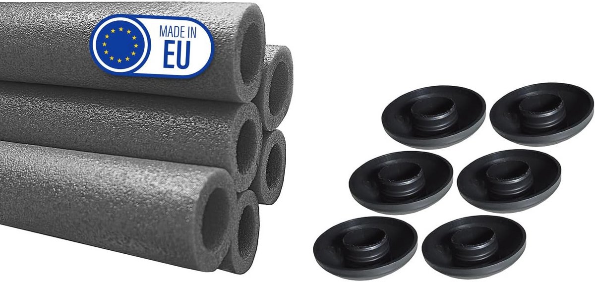 Schuimrubberen Trampolinebuizen Set van 6 - 180 cm met Doppen - Bescherming voor Tuintrampoline
