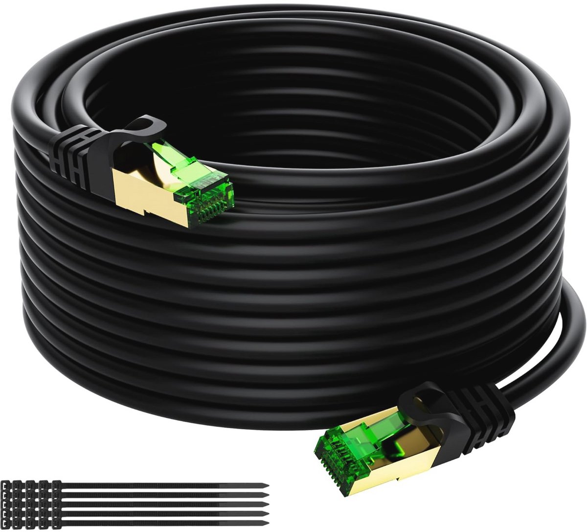 20 meter CAT 8 netwerkkabel 40 Gbps - weerbestendig en UV-bestendig - S/FTP ethernetkabel met vergulde RJ45-steker