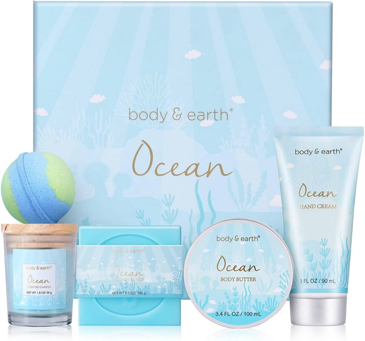 ODY & EARTH Geschenkdoos voor Dames - 5 stuks. Geschenkset met geurkars, Bodybutter, Handcrème, Badbom, Badset Geschenk voor Freundin, Mama, Meisje, Moedersdagsgeschenk