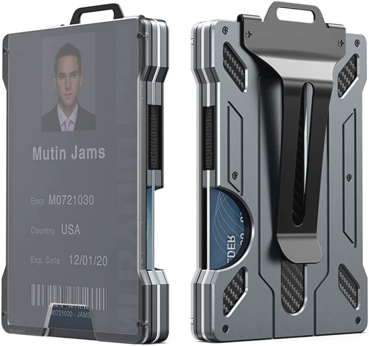Swygoo Metalen ID-kaarthouder, dunne portefeuille van aluminium en etui voor identiteitskaarten, creditcardhouder met RFID-blokkering, minimalistische portemonnee voor mannen en vrouwen (zilvergrijs)
