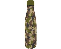Nerthus Dubbelwandige thermosfles voor koud en warm luipaardpatroon, 18/8 roestvrij staal, BPA-vrij, 500 ml