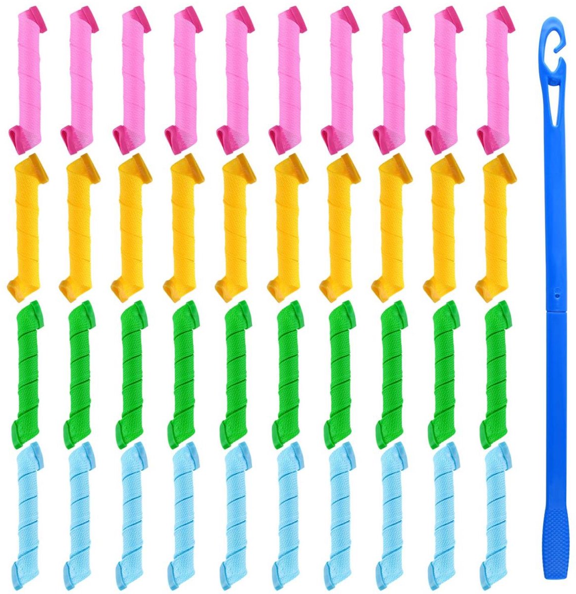 longziming -40 Pack Magic Hair Curlers – Spiraal Krullen Styling Rollers – Eenvoudig in Gebruik – Beschermt Haar – Snelle Krulvorming – Herbruikbaar en Duurzaam