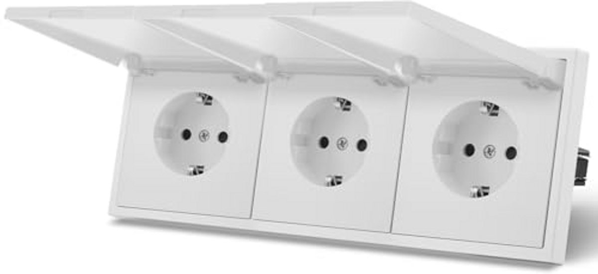 Schuko Stopcontact EU-Standard 3-Voudig voor Vochtige Ruimtes - Eenvoudige Installatie