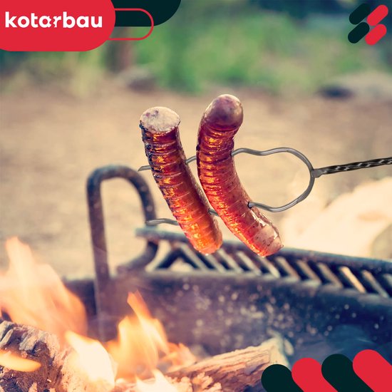 KOTARBAU® 5 Stuks Grillspiesen, Staal, 100 cm, Spiesen met Houten Handvat, met Haak, Lange Spiesen, Kampvuur Vork, Stevige Grillspiesen van Merkloos — afbeelding 2