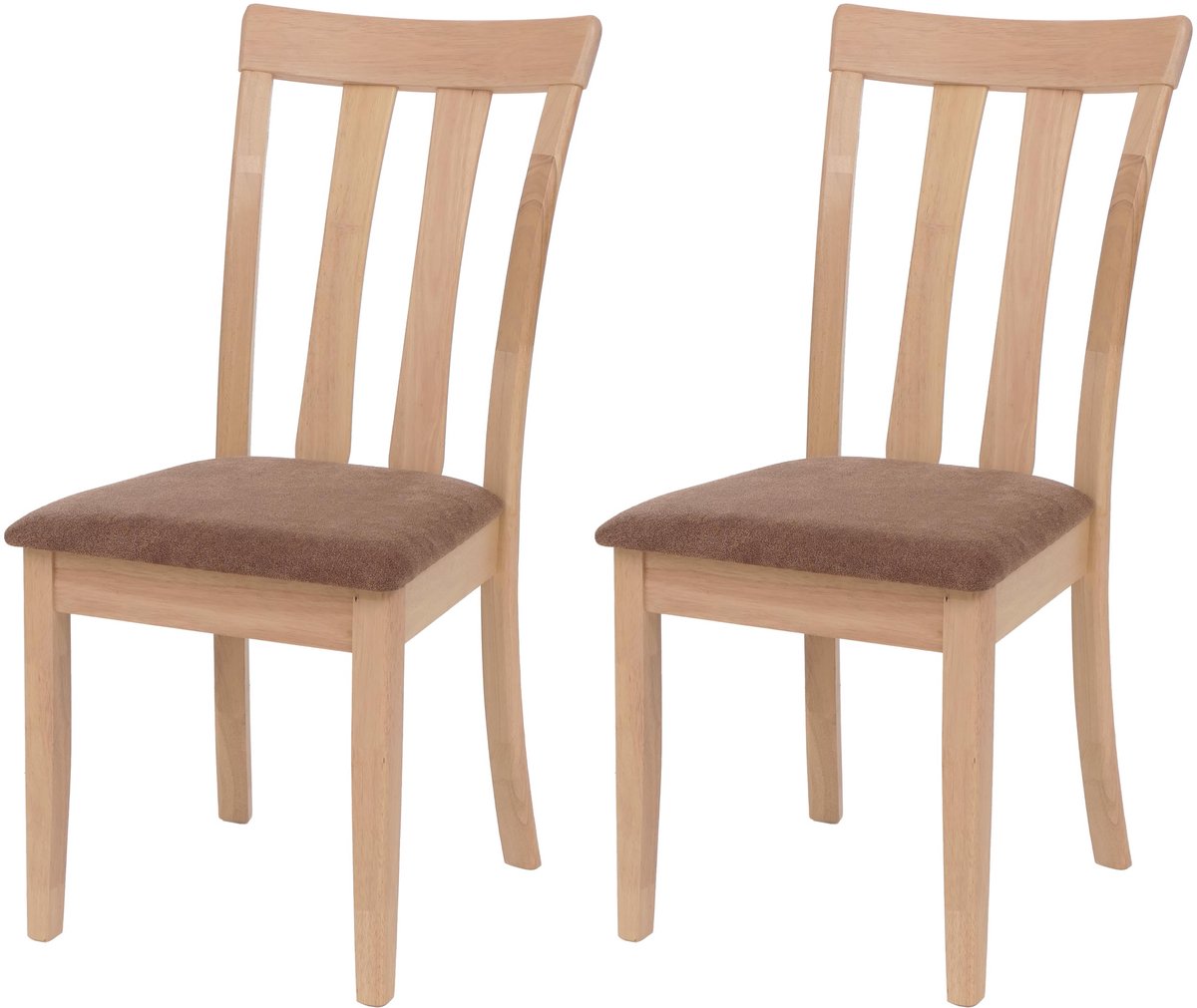 Set van 2 eetkamerstoelen MCW-G46, keukenstoel, stof/textiel, massief hout ~ natuurkleurig frame, bruin