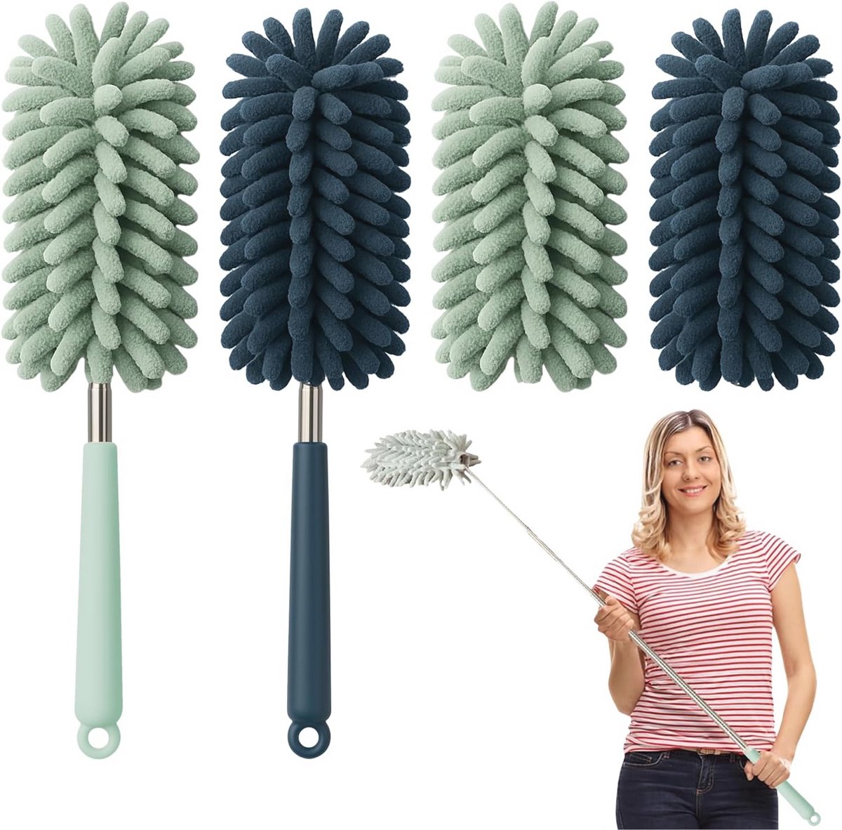 Uittrekbare microvezel plumeau voor efficiënte reiniging, tot 80 cm