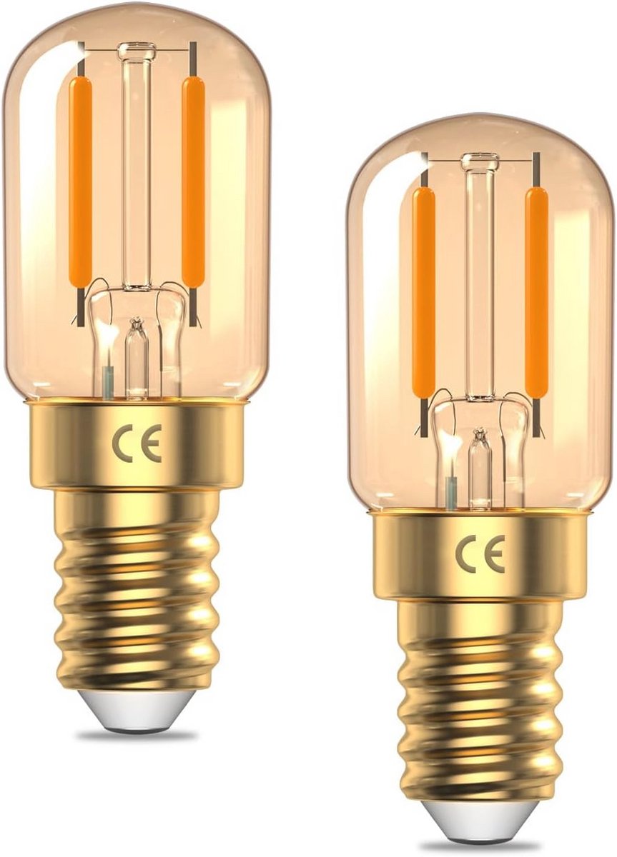 Dimbare E14 LED Lamp 2W Ultra Warm 2200K - Vintage Amber Glas - 2 Pack