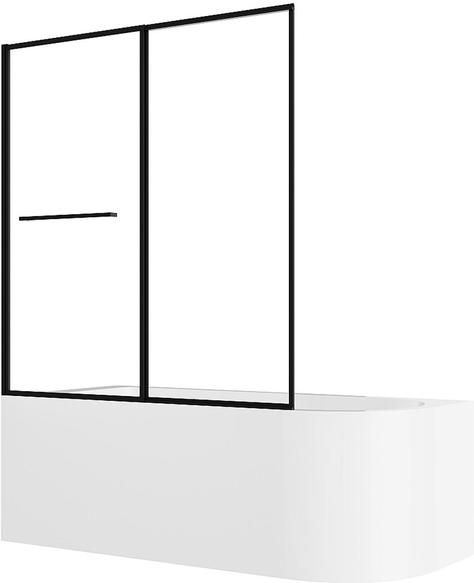 Vente-unique Wit douchebad met schuivend badscherm - 240 liter - Linkse hoek - ANIKA L 170 cm x H 58 cm x D 75 cm