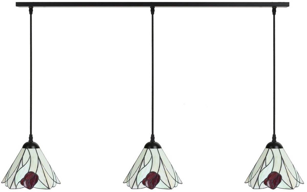 Coloured by Art 3 x Tiffany Tulip lampen aan plafondbalk - Art Deco Trade Zwart
