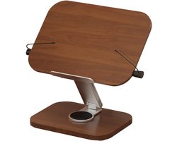 Boekenstandaard Verstelbaar 360° – Leesstandaard voor Boeken, Tablet & Laptop – Ergonomische Boekhouder Bureau, Bed & Keuken – Kookboekhouder – Walnoothoutkleur