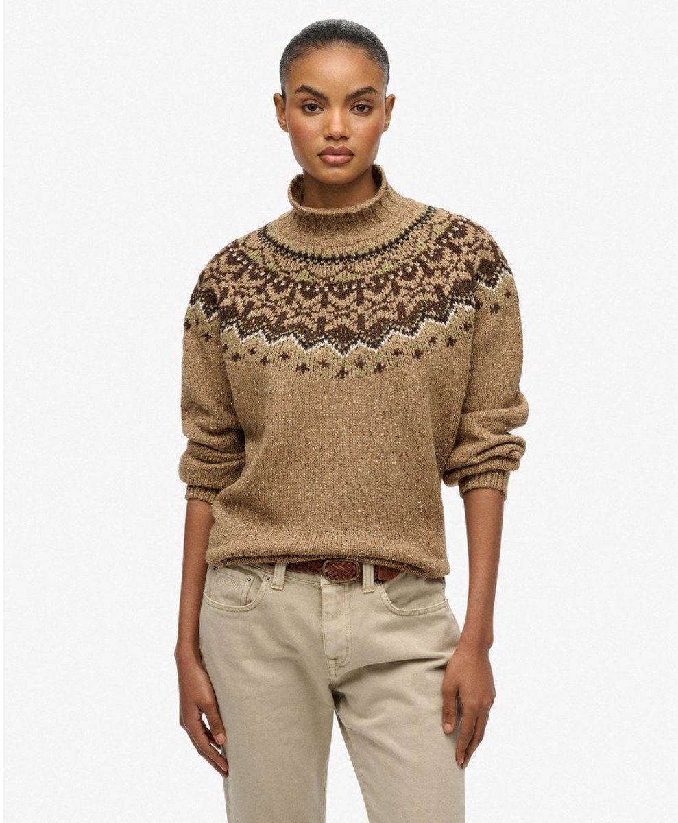 Superdry Fairisle trui met hoge hals Dames Sweaters Multicolor