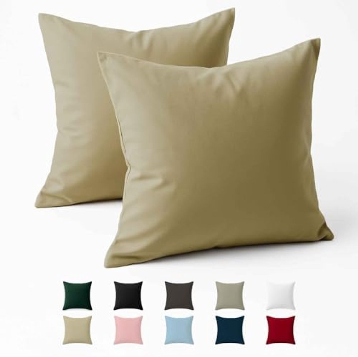 PromoHome Kussenslopen Set van 2 - 65x65 cm - Duurzaam Katoen - Beige