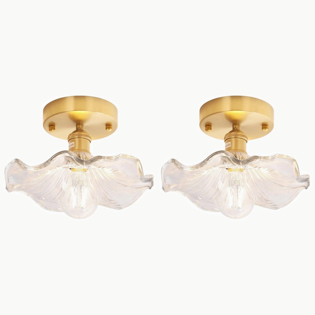 2 Stuks Vintage Plafonniere Glas E27 Plafondlampen voor Woonkamer Slaapkamer Keuken Transp