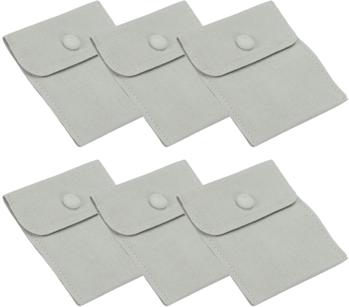 9x4 inch sieraden zakje, 6 stuks zachte fluwelen zakjes met drukknop draagbare opslag voor ringen ketting armband oorbel horloge, grijs