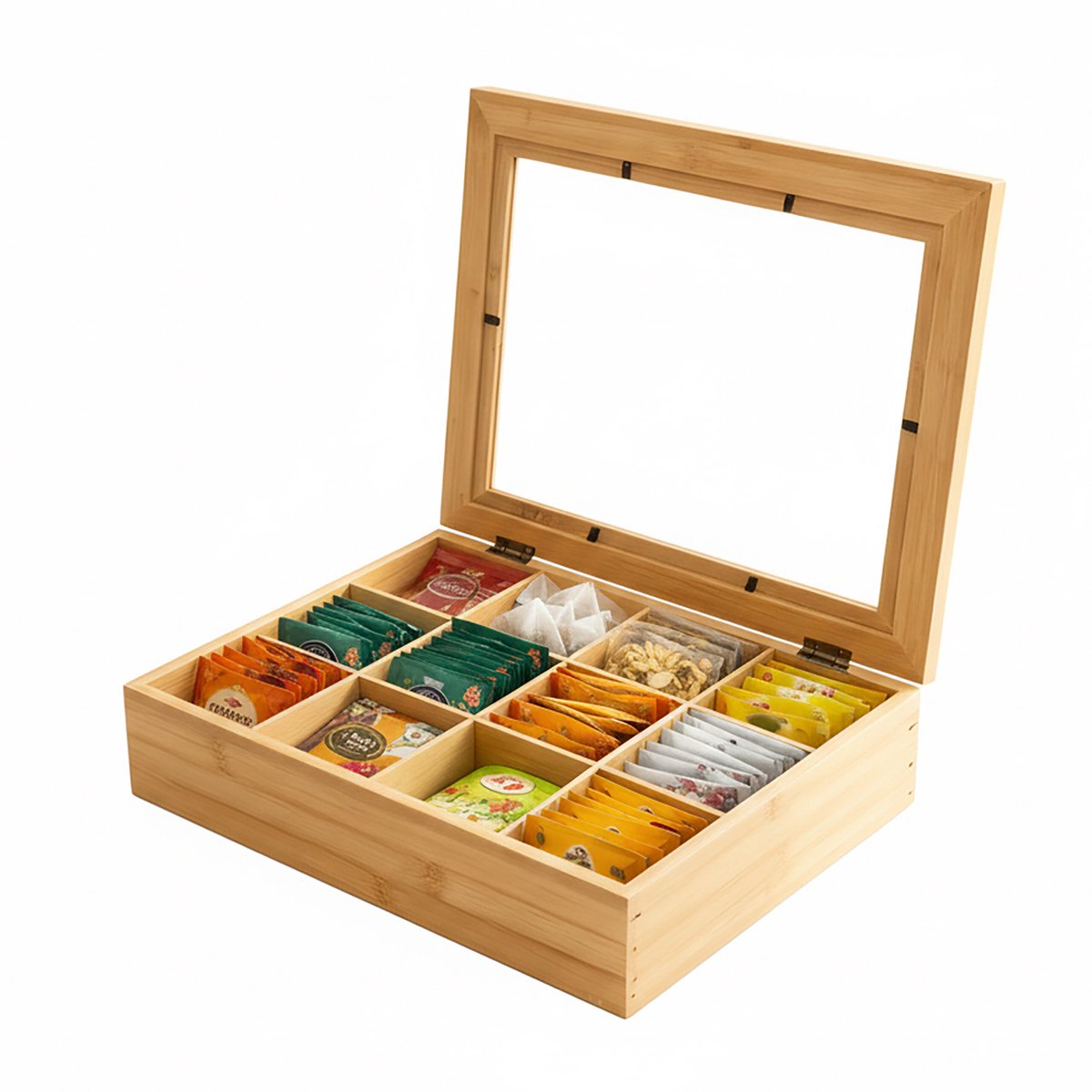 Theedoos - 28x8x23 cm - naturel