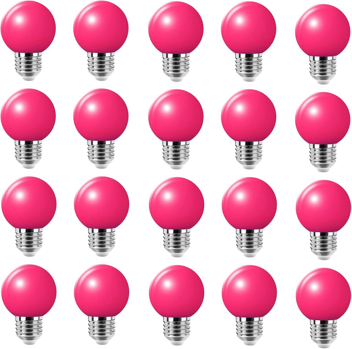Set van 20 Gekleurde LED Lampen E27 G45 Golfbal - Sfeervol Licht voor Huis en Tuin