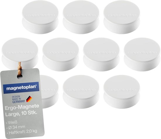 Maulsolid Ronde Magneet – Onbreekbaar Kunststof, 150 G Hechtkracht, 15 X 7 Mm, Wit – Set Van 10, Ideaal Voor Whiteboards, Koelkast, Plannen En Schoolborden
