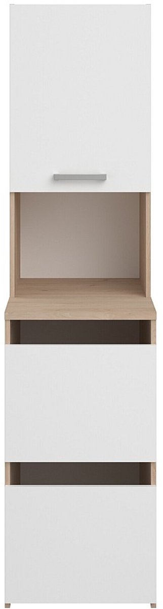 Vente-unique Opbergkasten voor badkamer met kasten en planken - Licht naturel en wit - L47 x H184 cm - ERKANO