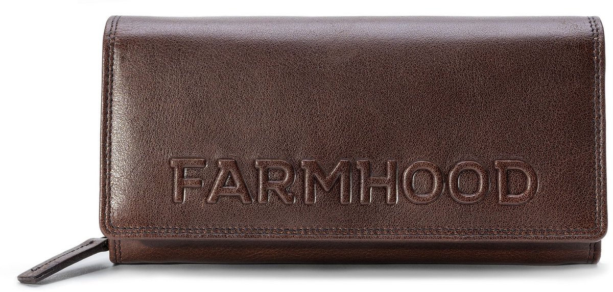 Farmhood Memphis Portemonnee RFID-bescherming Leer 19 cm - Dames - Horizontaal - dark brown