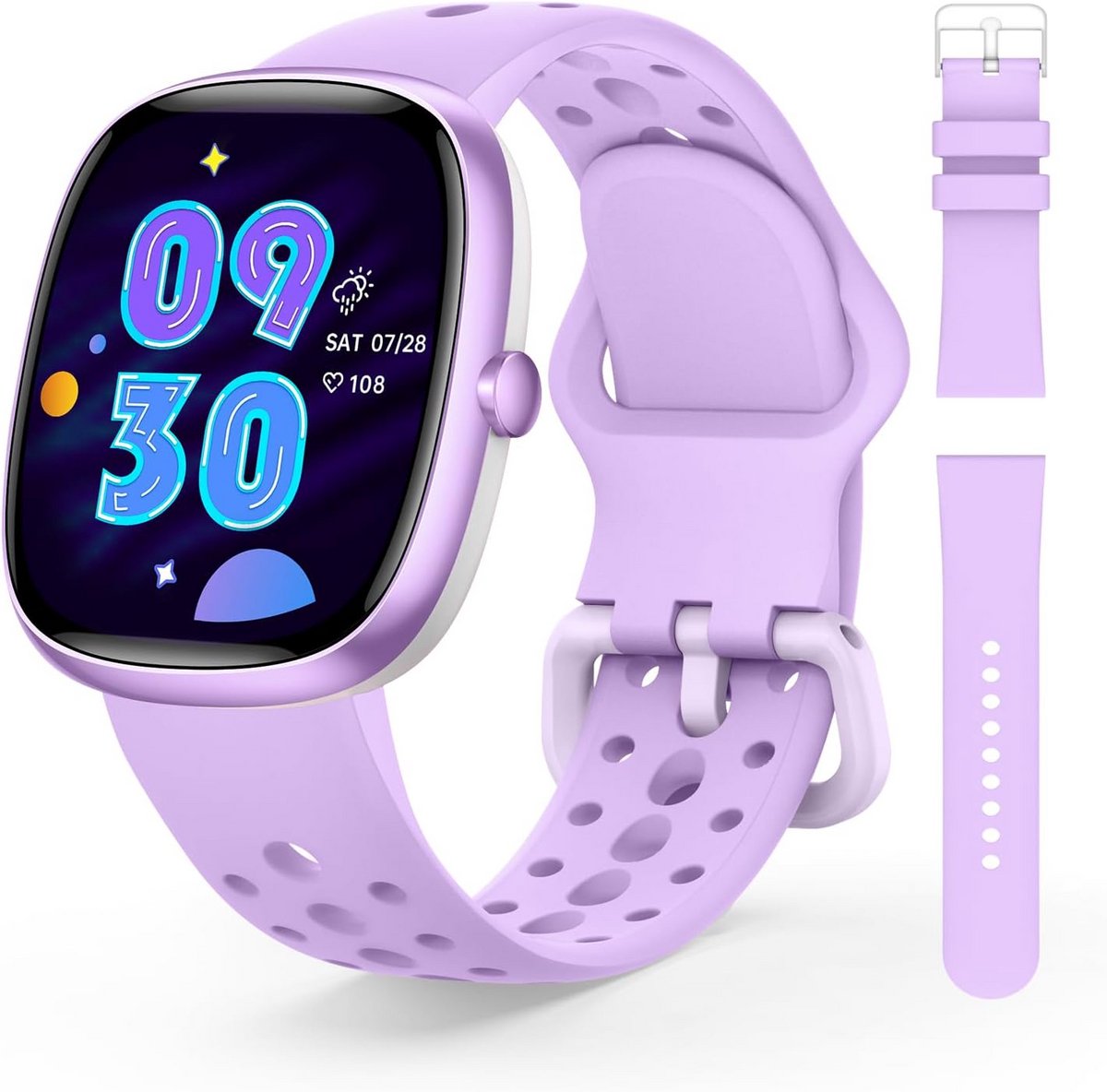 Waterdicht Kindersmartwatch met Stappenteller, Hartslagmeter en 20 Sportmodi voor Jongens en Meisjes