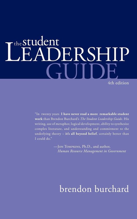Le guide de leadership étudiant, 4e édition, avec un texte bleu et blanc.