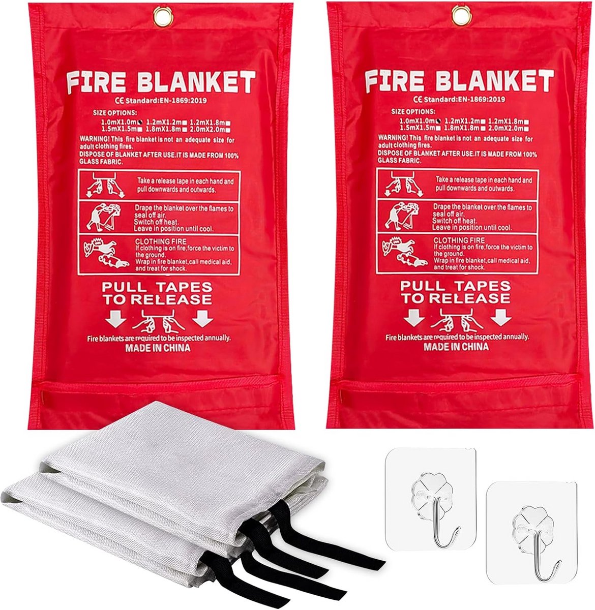 Brandblusdeken Set van 2 Stuks - 1m x 1m - Glasvezel - Geschikt voor Vetbranden