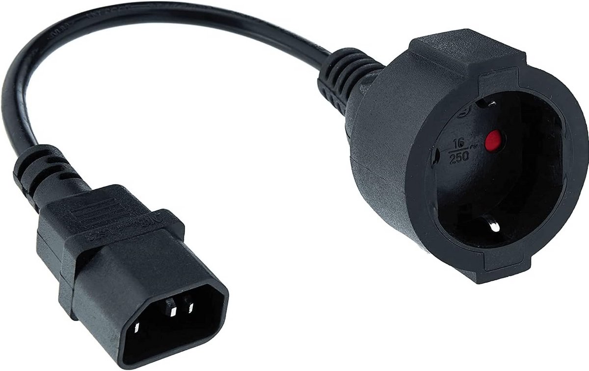 Verlengkabel van C14-stekker naar Schuko-aansluiting voor Elektronica en UPS