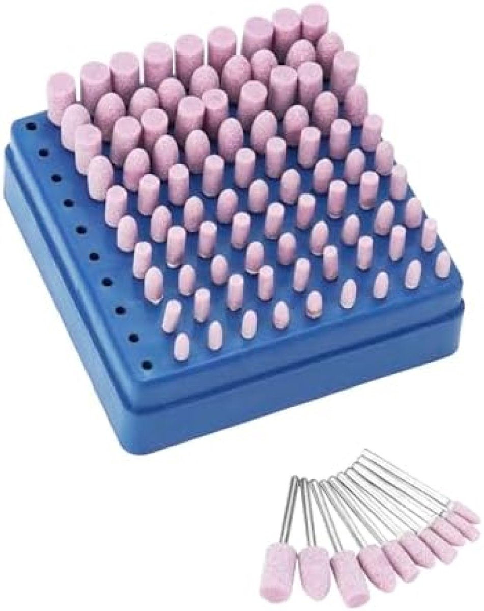 Slijpsteenpunten - slijpstiften - 100 stuks - 3 mm schachtdiameter - slijpen - polijsten - geschikt voor diverse materialen - verschillende kleuren