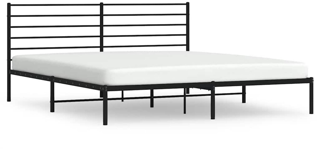 vidaXL - Bedframe - met - hoofdbord - metaal - zwart - 193x203 - cm