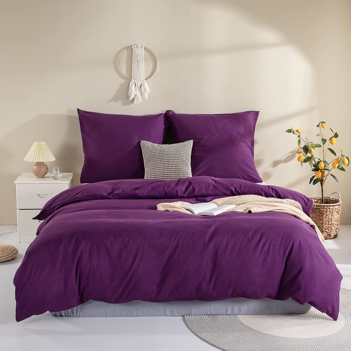 Unyqoos Comfortabel en stijlvol paars met ritssluiting voor tweepersoonsbed lila