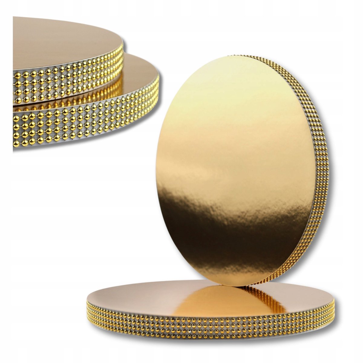 Gouden Taartonderlegger 30cm met Paillettenrand - Dik & Veilig