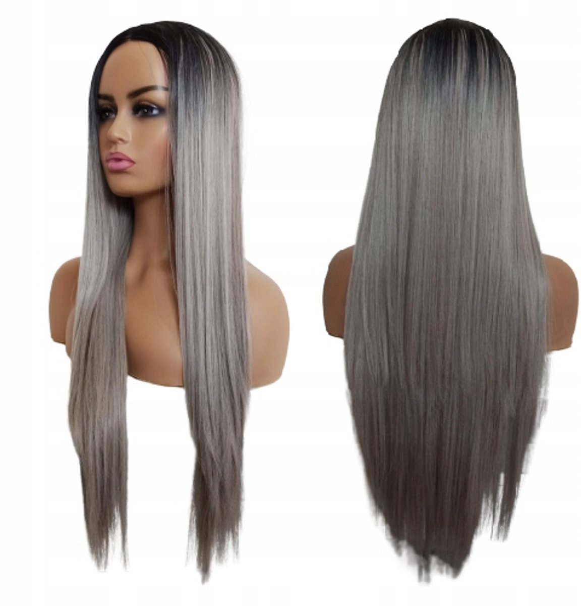 Grijze Blond Ombre Pruik - Mat & Verstelbaar - Gratis Pruikenkap