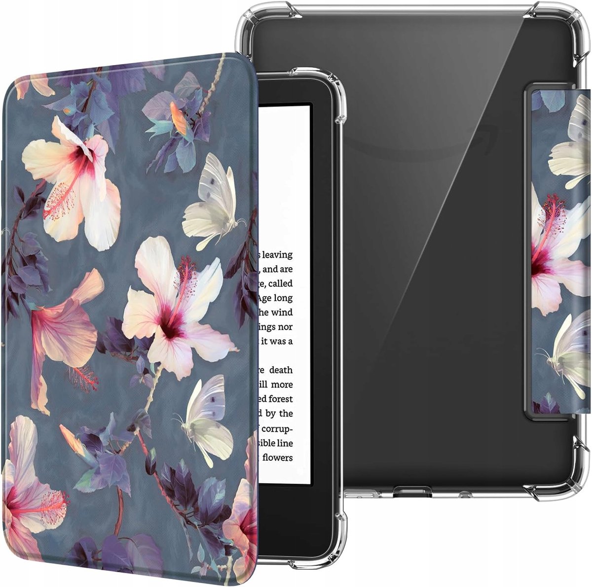 Transparante Tablet Hoes met Klep voor 6'' E-reader - Hibiscus Design