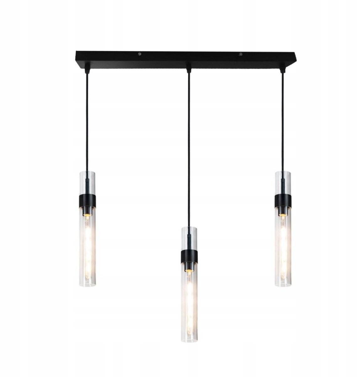 Moderne pure hanglamp met transparant glas in zwarte details