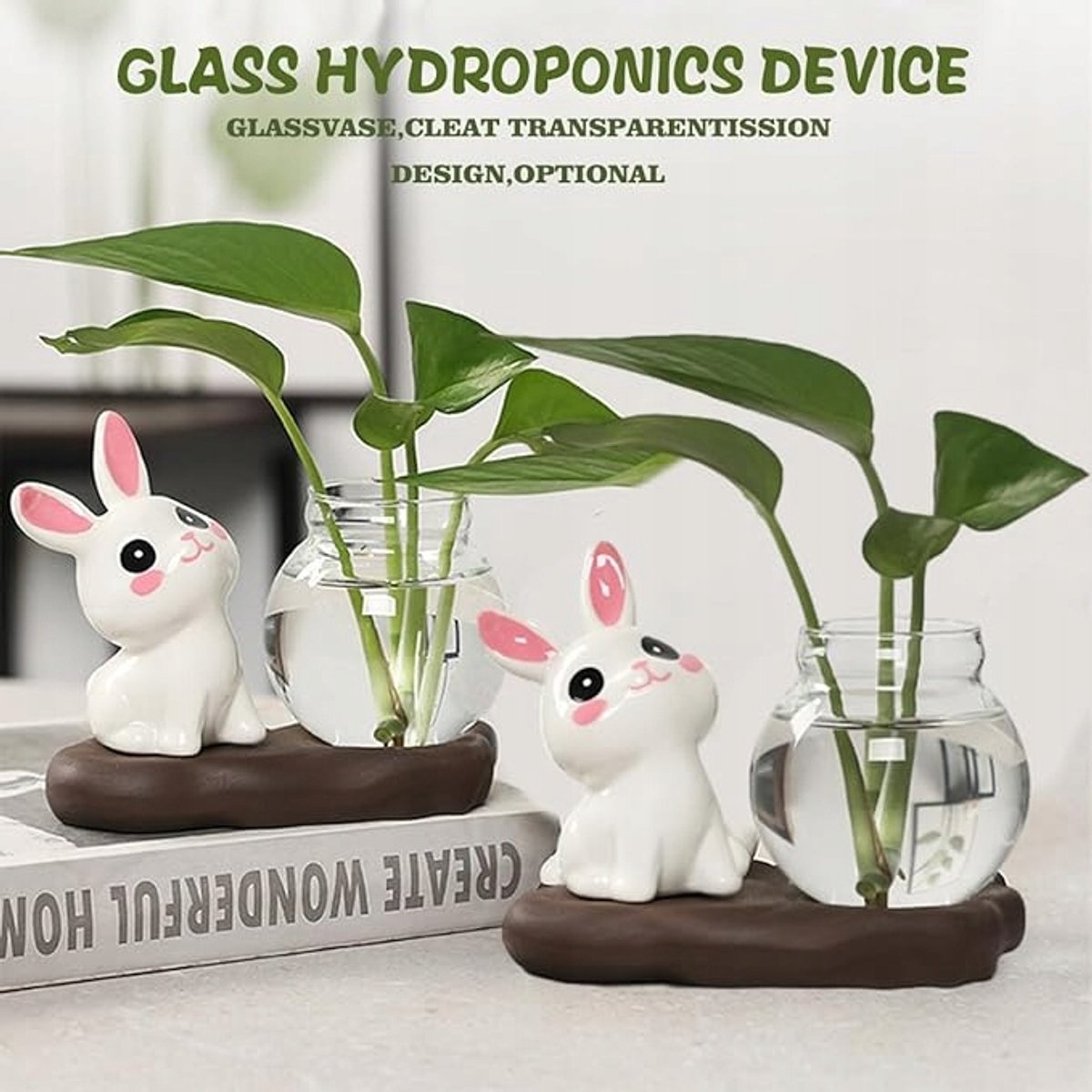 Hydroponische Vaas Konijn - Decoratieve Glazen Pot voor Planten