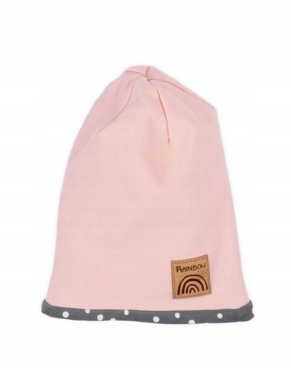 Nicol Baby Muts Poederroze met Stippen & Leren Detail - Maat 56/62
