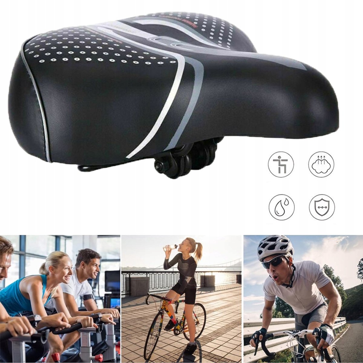 Comfortabel Fietszadel - Zwart PU Schuim voor Mountainbike & Stadsfiets