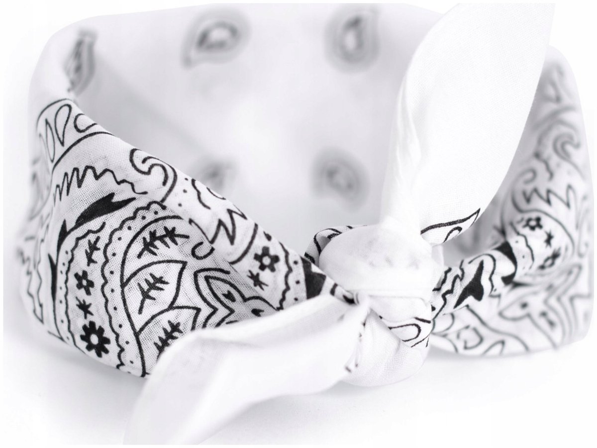 Classic Rebel Bandana Wit - Katoen voor Hoofd & Nek