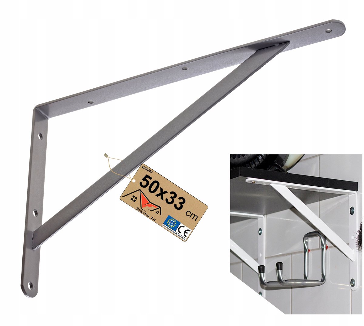 Versterkte Metalen Plankdrager 50x33 cm - Zwart