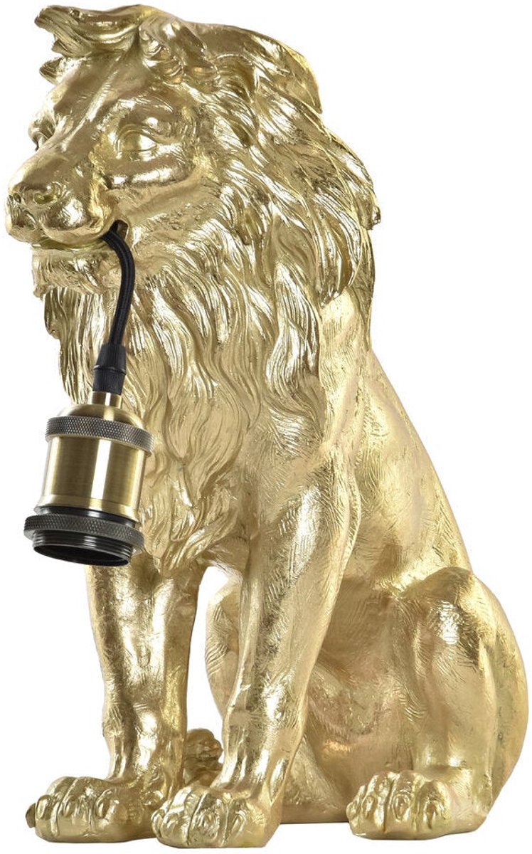 Bureaulamp DKD Home Decor Gouden Leeuw 220 V 50 W (31,5 x 18 x 35,5 cm)