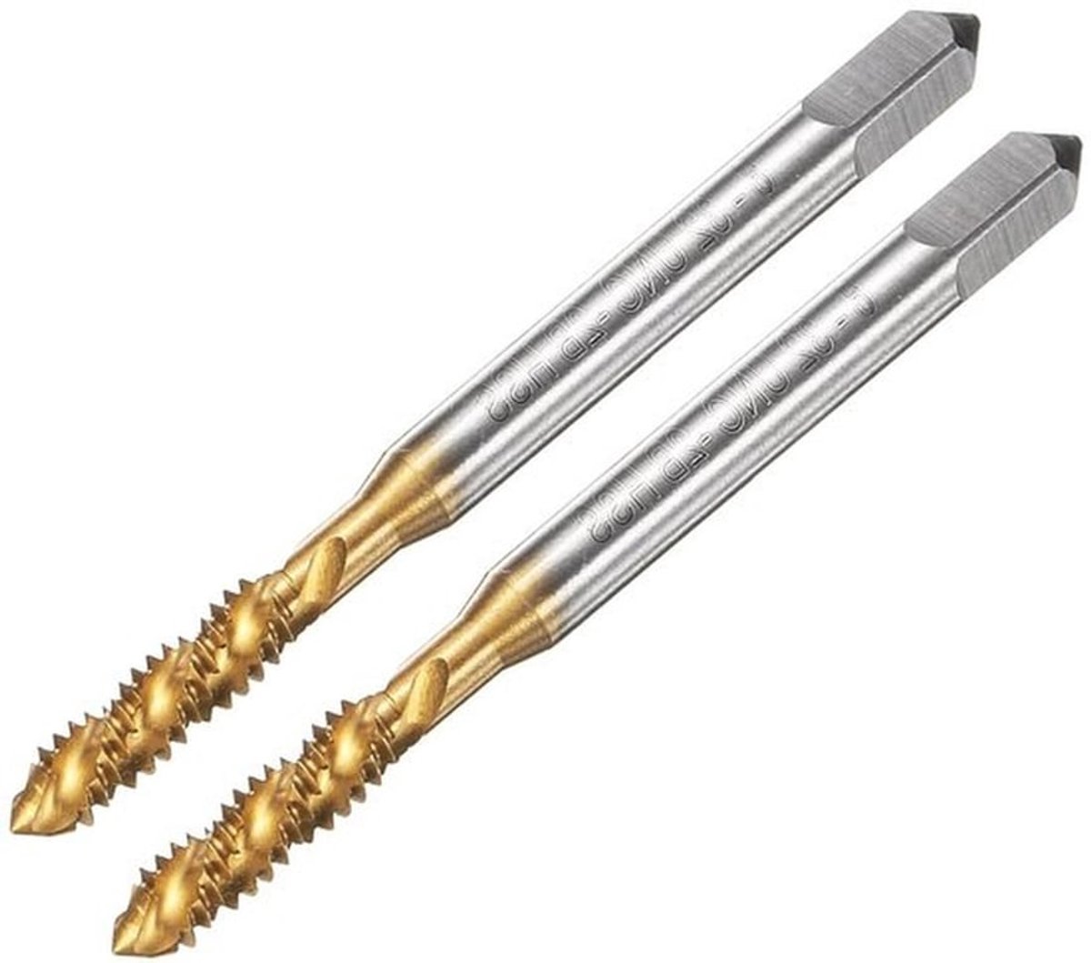 Set van 2 schroefdraadboren 6-32 UNC 2B titanium gecoat M2-snelstaal HSS