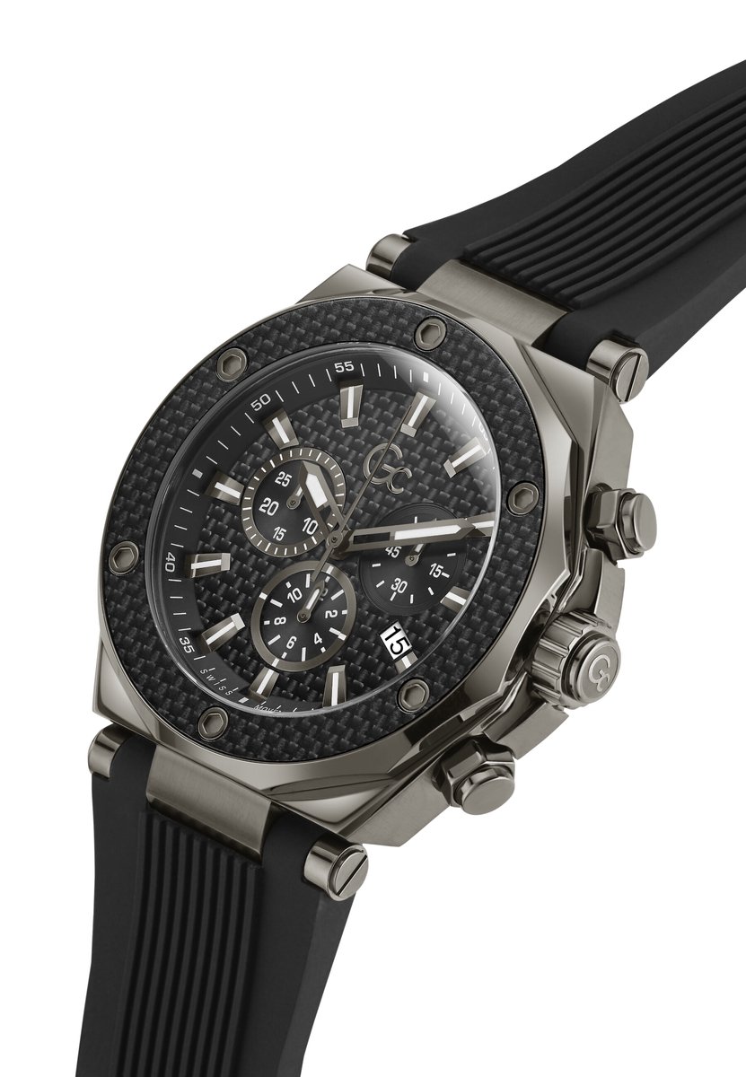 Gc Gc Legacy Quartz Chronograaf Horloge Zwart Kast: 100% Roestvrij Staal | Bracelet 100% Siliconen 44 mm Z18009G2