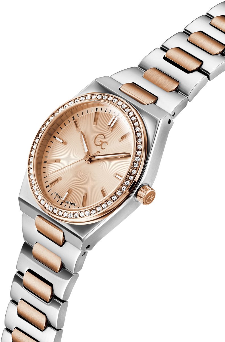 Gc Gc Prodigy Lady Quartz Analoog Horloge Zilver En Roos Kast: 100% Roestvrij Staal | Bracelet 100% Roestvrij Staal 34 mm Z38001L9MF, Z38003L3MF