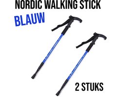 2 Stuks Nordic Walking Stick Blauw – Verstelbare Aluminium Wandelstok - Uitschuifbaar 50–110 cm