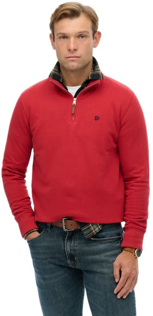 Superdry Preppy Half Rits Trui L Man Rood