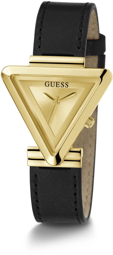 Guess Fame Quartz Analoog Horloge Zwart Kast Gemaakt Van 100% Roestvrij Staal En Een Armband Van 100% Echt Leer 31 GW0548L3