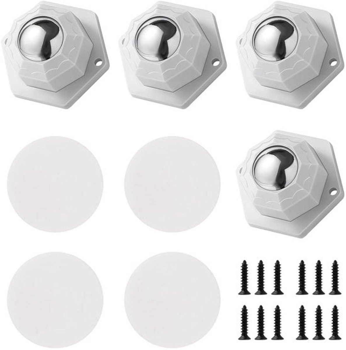 4 stuks meubelwielen voor mini-wielen, zware belasting, draagvermogen 200 kg, keukengerei en opbergdozen.